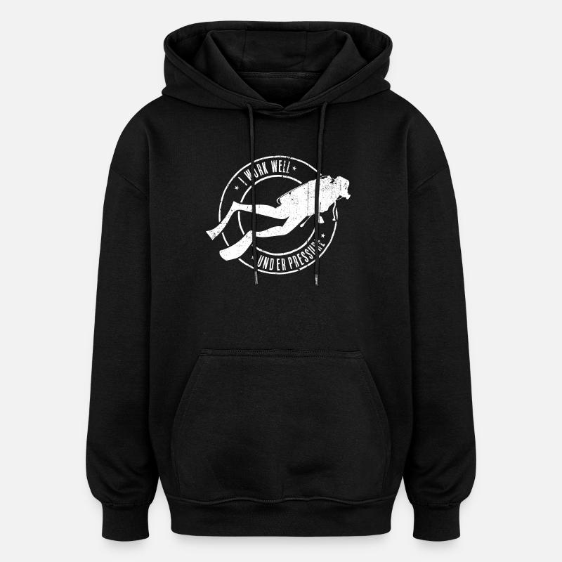 Deep Dive Diver Emblem - Oversized Unisex Hoodie - black