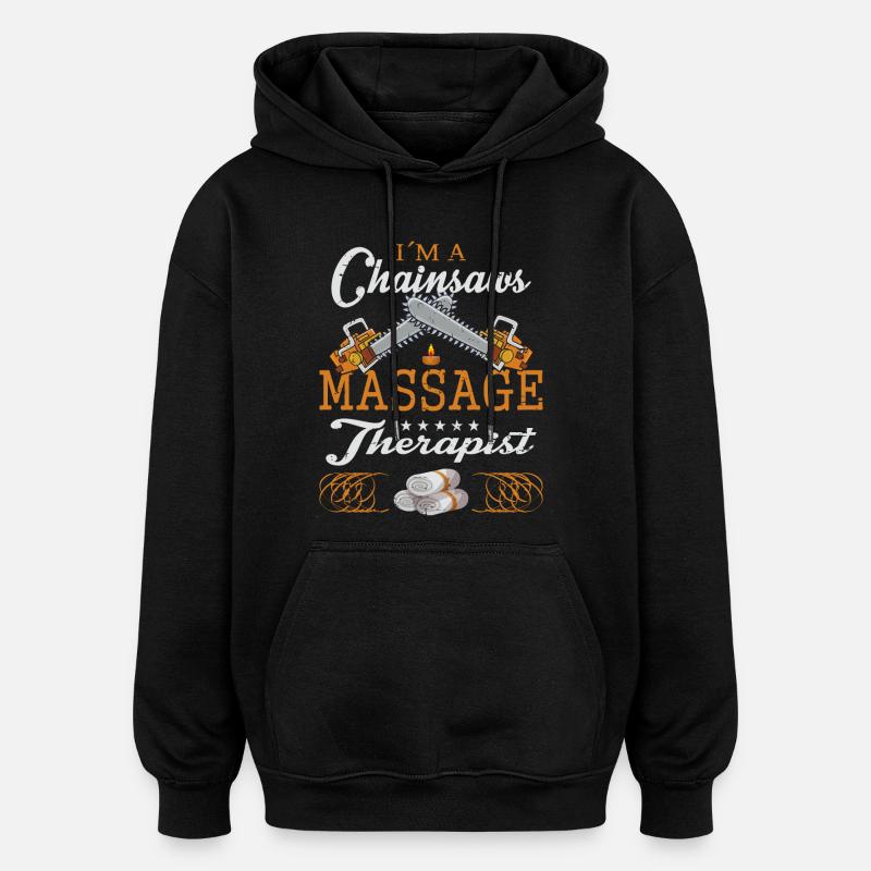 Massage à la tronçonneuse - Sweat à capuche oversize unisexe - noir