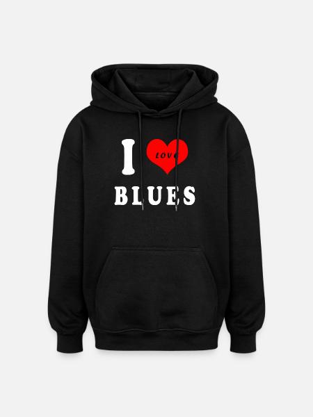 J'adore le blues - Sweat à capuche oversize unisexe - noir