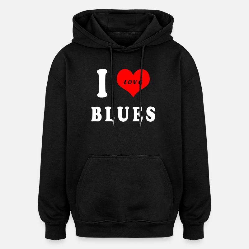 J'adore le blues - Sweat à capuche oversize unisexe - noir