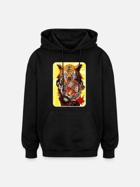 Tiger and lion - Oversized Unisex Hoodie - black