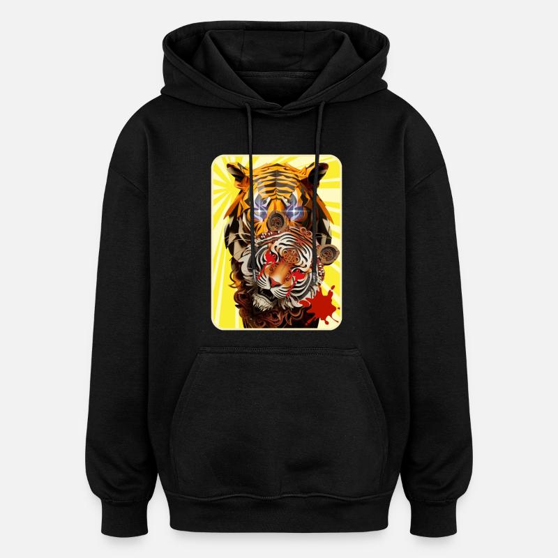 Tiger und Löwe - Oversized Unisex Hoodie - Schwarz