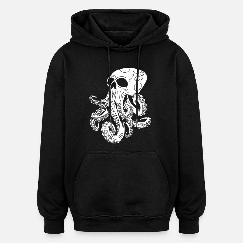 Octopus Skull - Oversized Unisex Hoodie - black