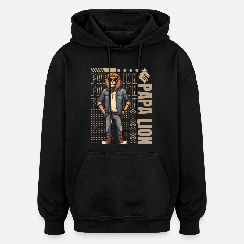 Papa lion - Sweat à capuche oversize unisexe - noir