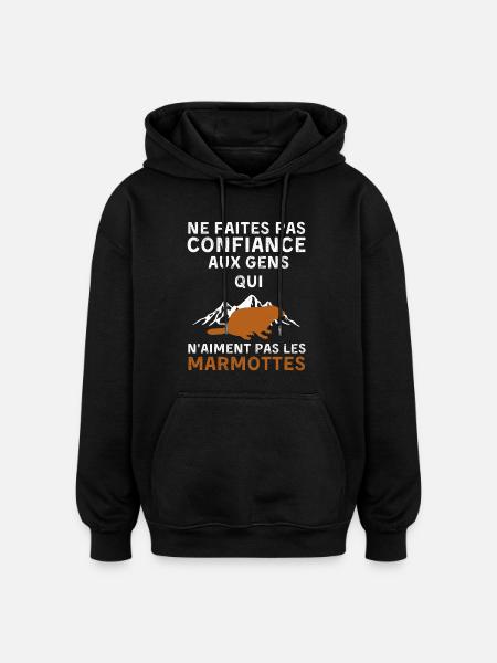 Marmottes - Sweat à capuche oversize unisexe - noir
