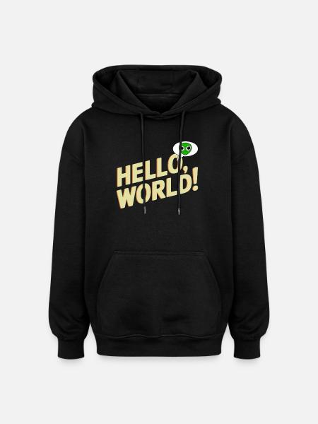 Verspieltes Alien Hello World Design - Oversized Unisex Hoodie - Schwarz