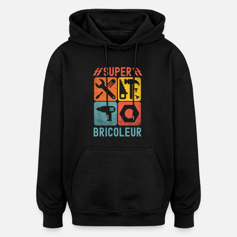 Super bricoleur - Sweat à capuche oversize unisexe - noir