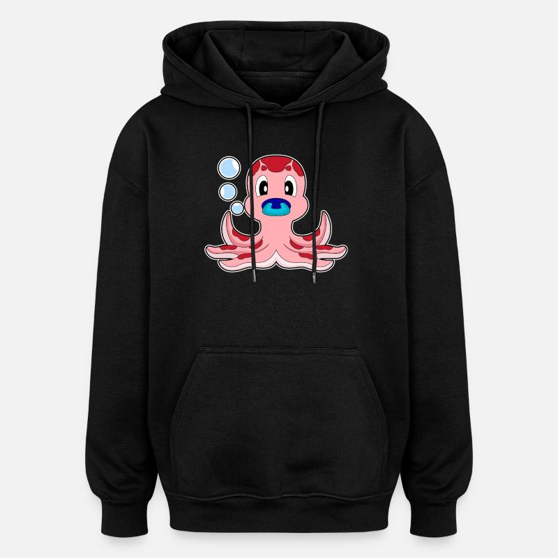 Krake Baby Schnuller - Oversized Unisex Hoodie - Schwarz