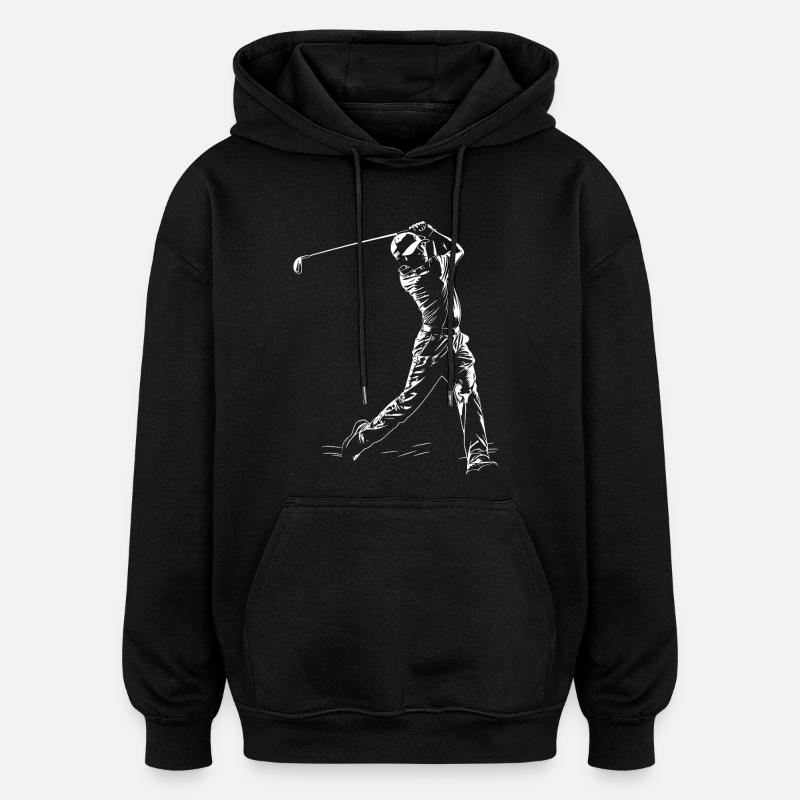 Croquis du golfeur - Sweat à capuche oversize unisexe - noir