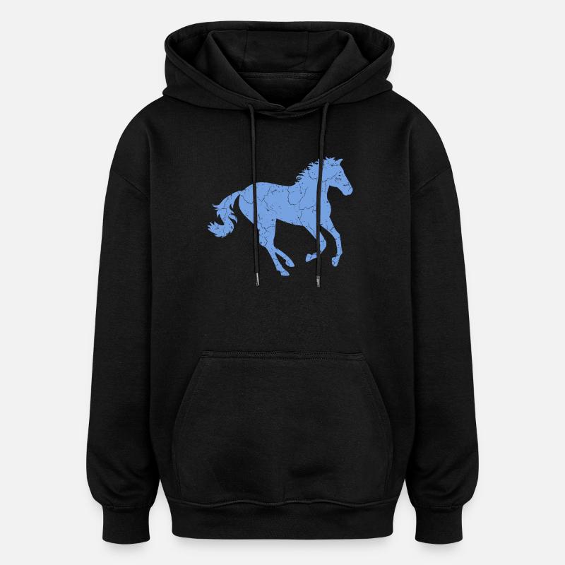 Cheval au galop - Sweat à capuche oversize unisexe - noir