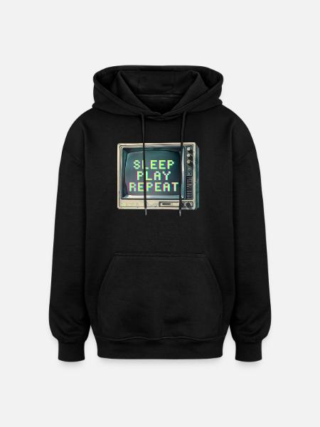 Retro Gaming Inspired TV Design - Oversized Unisex Hoodie - black