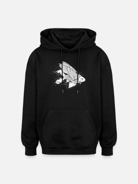 Imaginative fish with wings - Oversized Unisex Hoodie - black