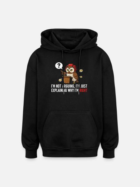 Owl Debater at Podium - Oversized Unisex Hoodie - black