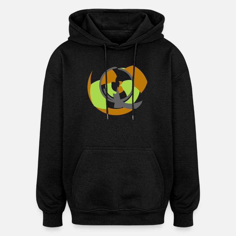 Spiral Orbit Abstract Geometry - Oversized Unisex Hoodie - black