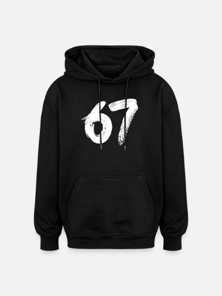 67 White Paint - Oversized Unisex Hoodie - black