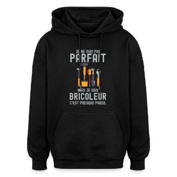 Perfekt, nein, cleverer Handwerker - Oversized Unisex Hoodie - Schwarz - Vorne - Noah (186cm)