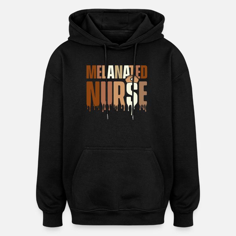 Infirmière mélanée – HBCU Melanin Pride - Sweat à capuche oversize unisexe - noir