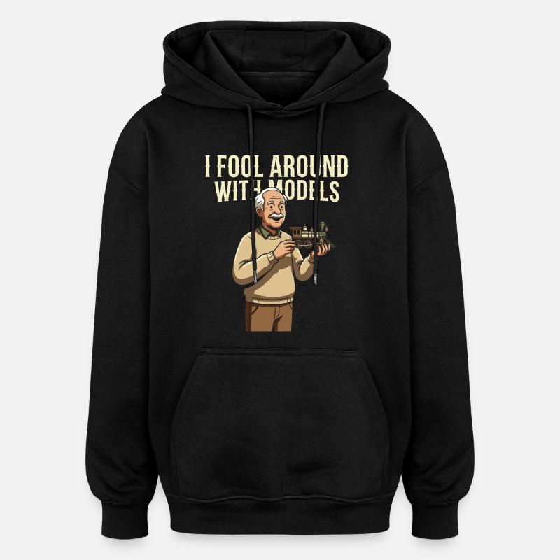 Modelleisenbahn-Hobby-Lokomotiv-Eisenbahnfan - Oversized Unisex Hoodie - Schwarz