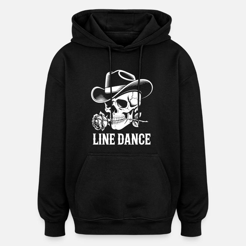 Line Dance Totenkopf mit Rose - Oversized Unisex Hoodie - Schwarz