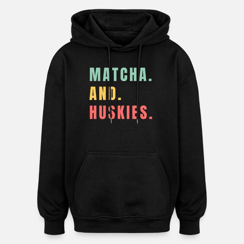 MATCHA ET HUSKIES - Sweat à capuche oversize unisexe - noir