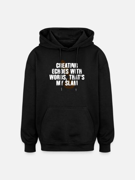 Slam Poetry Guitar Echos - Sweat à capuche oversize unisexe - noir