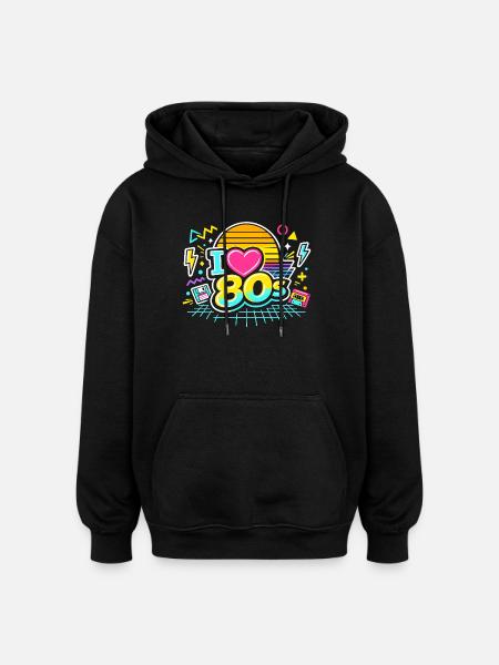 80s I Love The 80s - Oversized Unisex Hoodie - black
