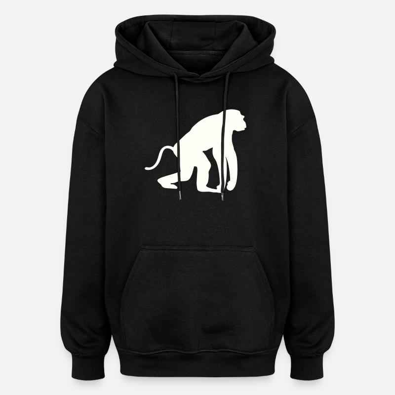 Monkey Silhouette - Oversized Unisex Hoodie - black