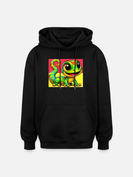 Gecko - Oversized Unisex Hoodie - Schwarz