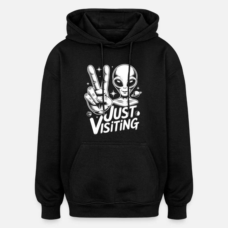 Alien Peace Visitor - Oversized Unisex Hoodie - black