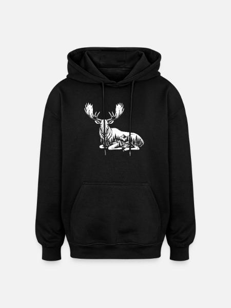 Elk - Oversized Unisex Hoodie - black