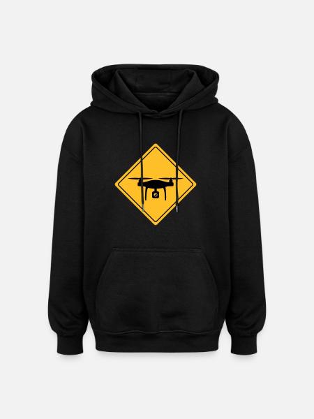 Warnschild mit Drohne - Oversized Unisex Hoodie - Schwarz
