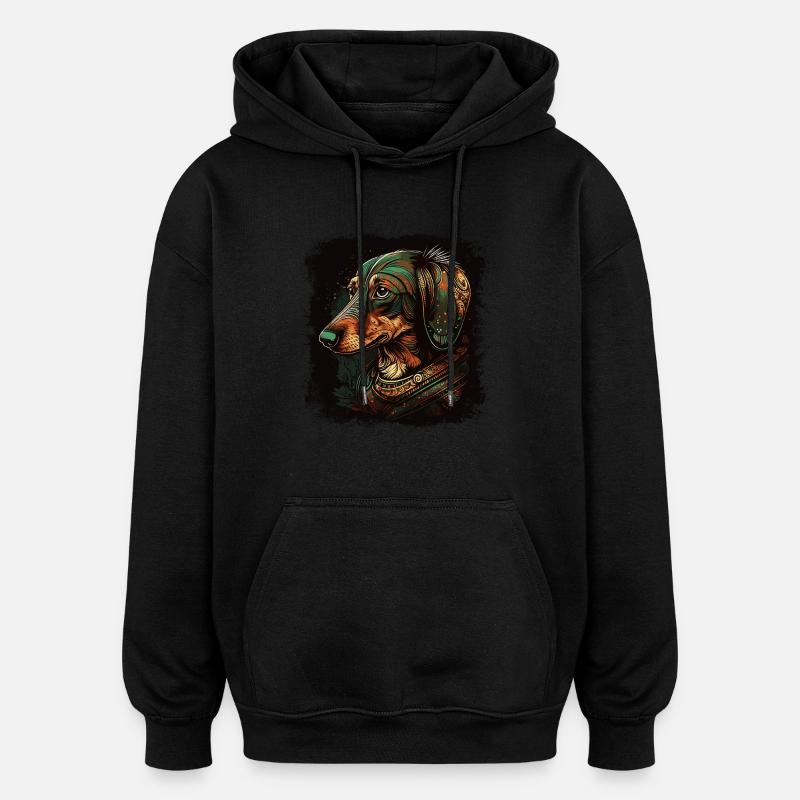 L’art du teckel - Sweat à capuche oversize unisexe - noir