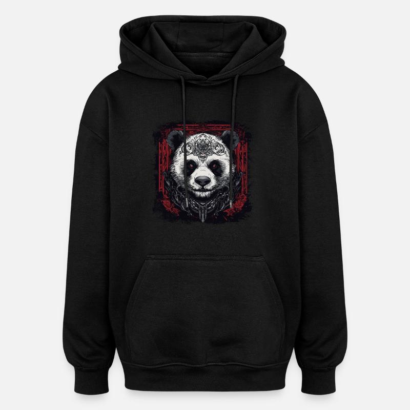 Cool Panda - Sweat à capuche oversize unisexe - noir