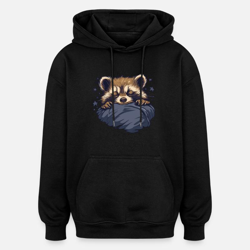 Dreaming raccoon - Oversized Unisex Hoodie - black