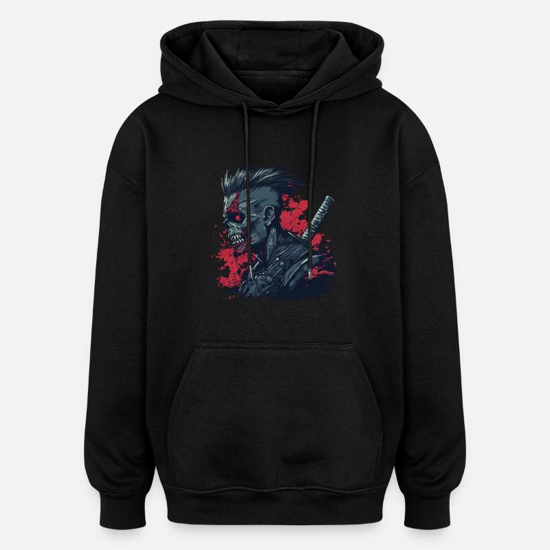Zombie Ninja Punk - Oversized Unisex Hoodie - black