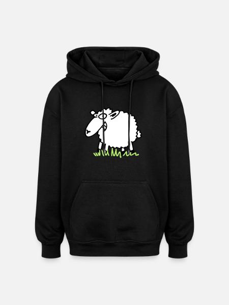 grinseschaf - Sweat à capuche oversize unisexe - noir