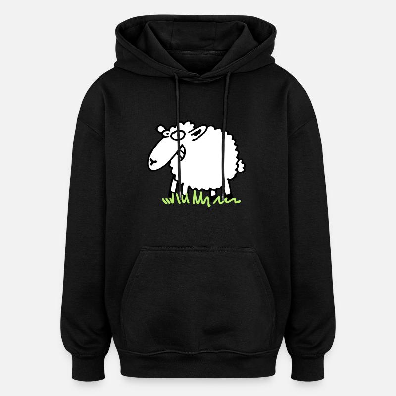 Grinsendes Schaf - Oversized Unisex Hoodie - Schwarz