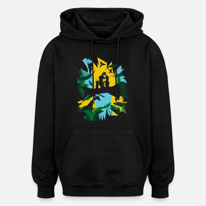 Gorille de la jungle - Sweat à capuche oversize unisexe - noir