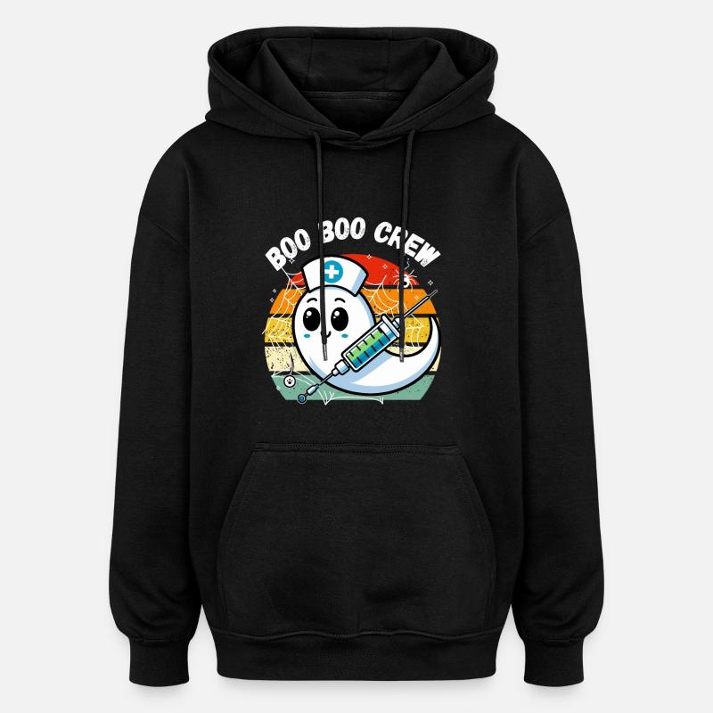 Halloween Boo Boo Crew Ghost Nurse Fun - Oversized unisex-hettegenser - svart