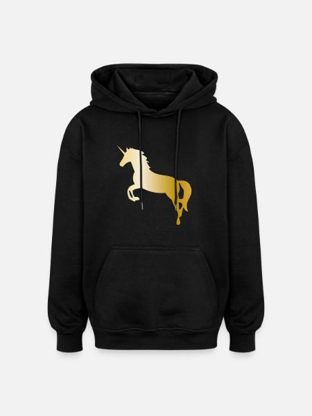 Einhorn - Oversized Unisex Hoodie - Schwarz