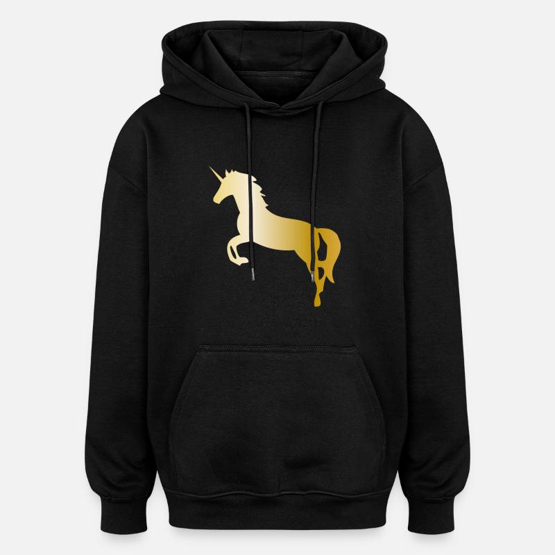 Einhorn - Oversized Unisex Hoodie - Schwarz