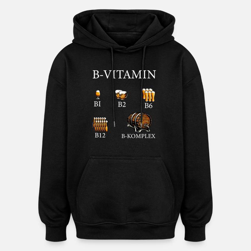 Vitamine B Bière Alcool - Sweat à capuche oversize unisexe - noir