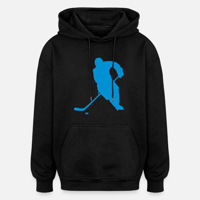 Hockey sur glace - Sweat à capuche oversize unisexe - noir