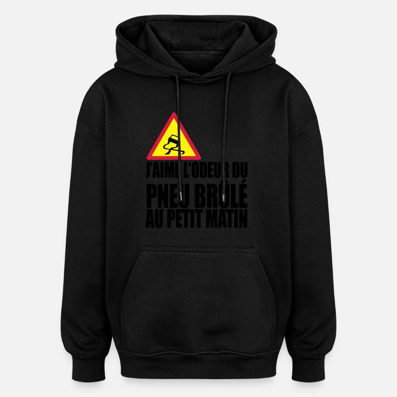 Pneu le matin - Sweat à capuche oversize unisexe - noir