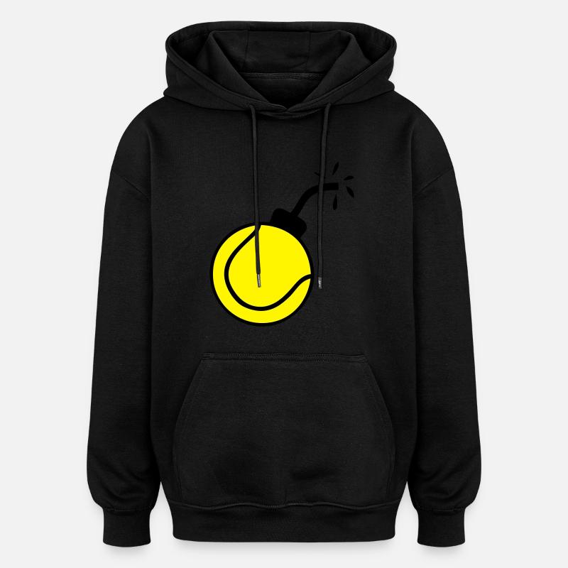 bombe balle tennis1 - Sweat à capuche oversize unisexe - noir