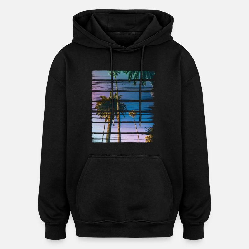 palmier - Sweat à capuche oversize unisexe - noir