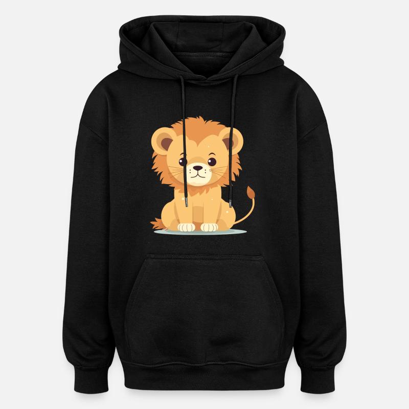 Bébé lion - Sweat à capuche oversize unisexe - noir