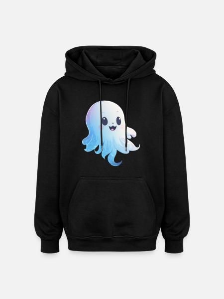 Laughing Kawaii Specter: Sweet - Oversized Unisex Hoodie - black