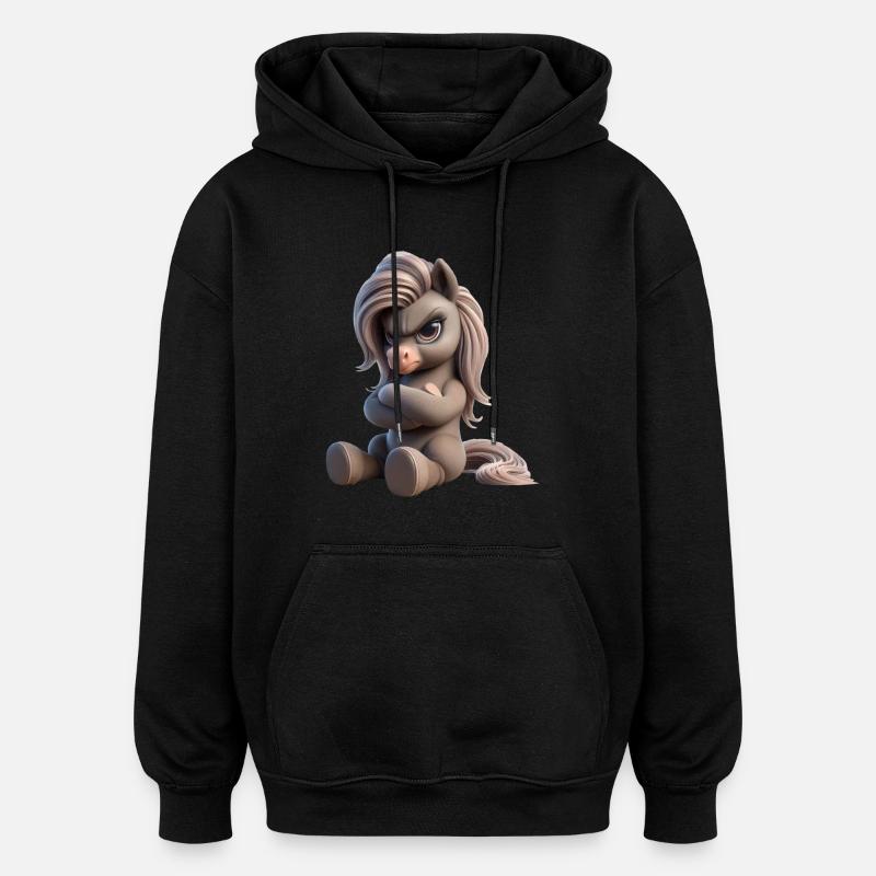 Pony grimmig 1 - Oversized Unisex Hoodie - Schwarz