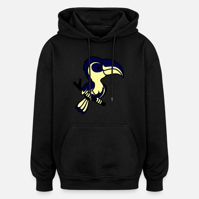 perroquet - Sweat à capuche oversize unisexe - noir